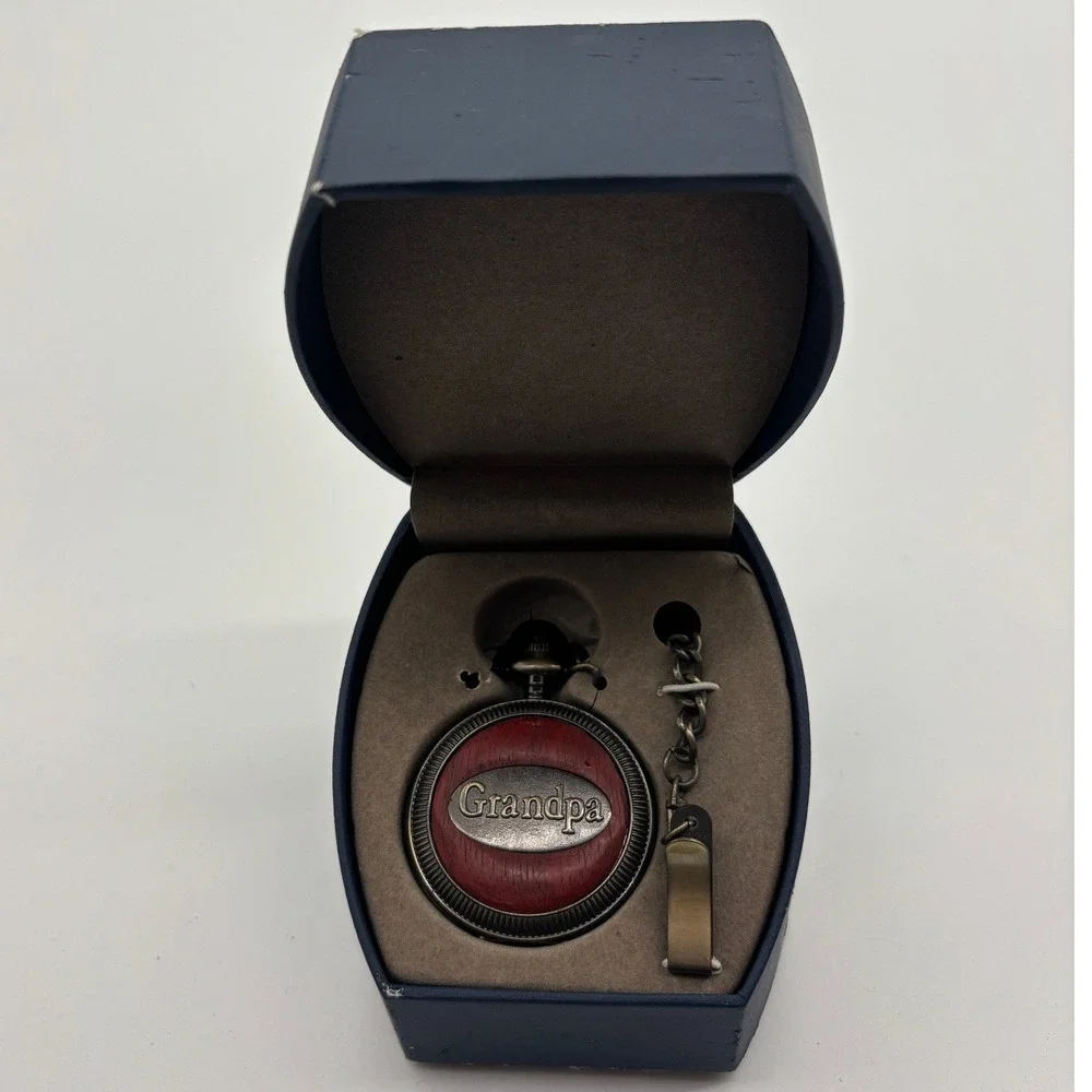 Antique Style Grandpa Pocket‎ Watch with Chain and Presentation Box